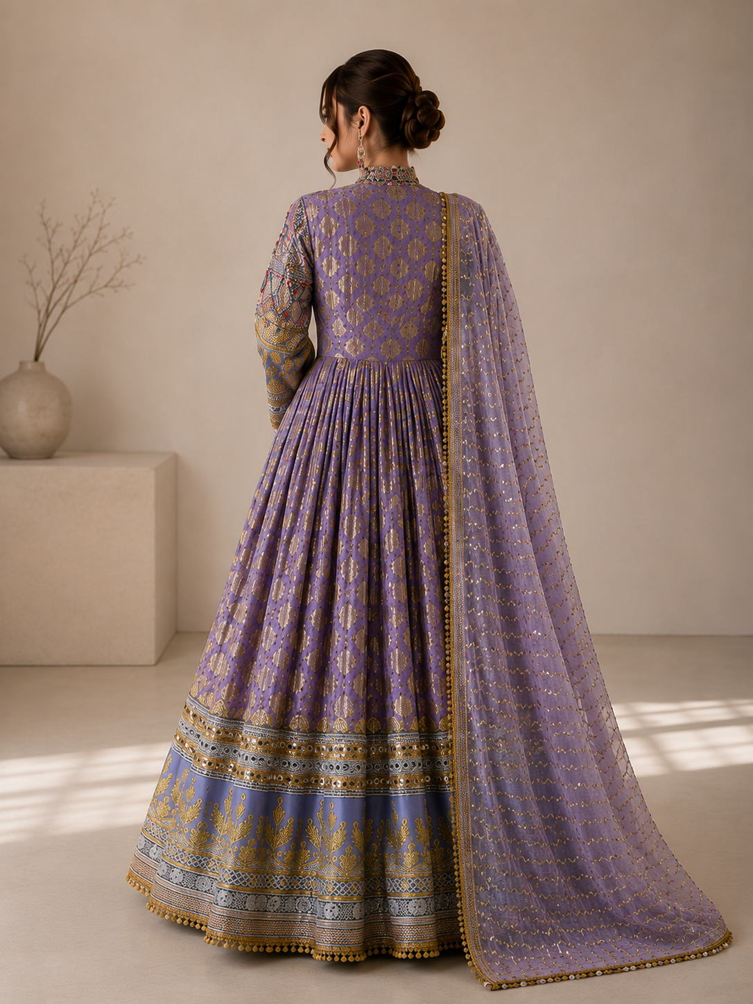 Mahzra Purple Afghan Festive Dress